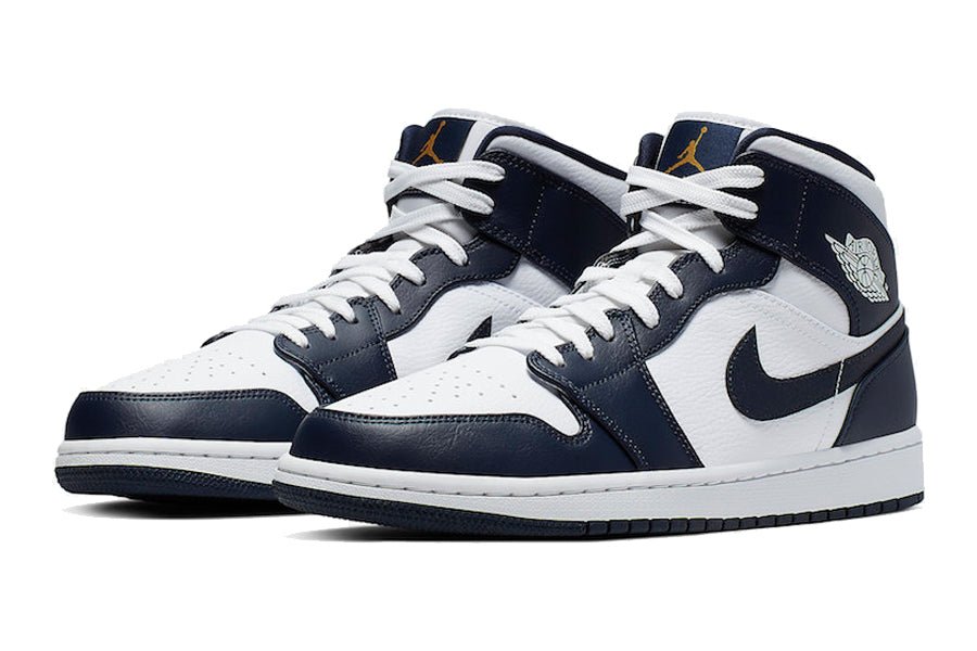Air Jordan-Air Jordan 1 Mid White Metallic Gold Obsidian-StoreGoods