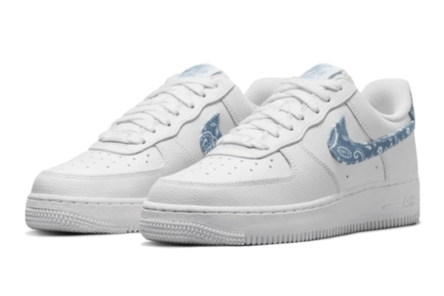 Nike-Air Force 1 Low Essential White Worn Blue Paisley-StoreGoods