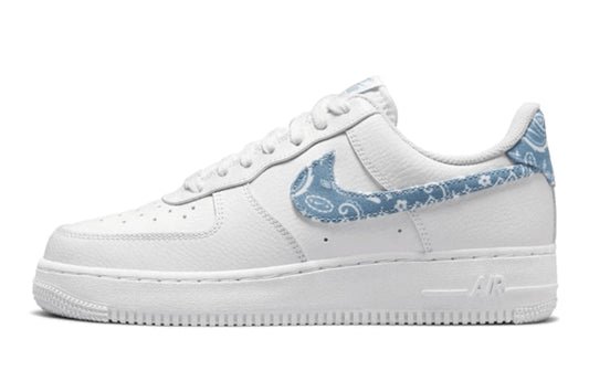 Nike-Air Force 1 Low Essential White Worn Blue Paisley-StoreGoods