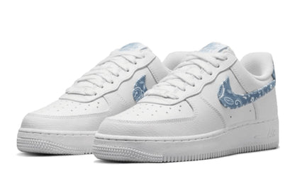 Nike-Air Force 1 Low Essential White Worn Blue Paisley-StoreGoods